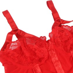 teddy avec jarretière détail poitrine rouge s-m