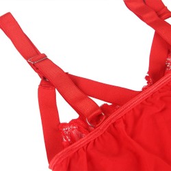 teddy avec jarretière détail poitrine rouge s-m