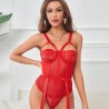 teddy avec jarretière détail poitrine rouge s-m