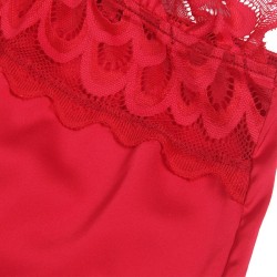 babydoll en satin avec dentelle rouge l-xl