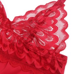 babydoll en satin avec dentelle rouge l-xl