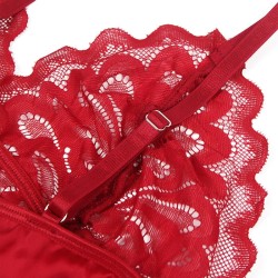 babydoll en satin avec dentelle rouge l-xl
