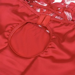 babydoll en satin avec dentelle rouge l-xl