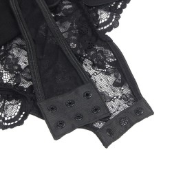 teddy avec jarretière avec détail dentelle et bandes noir l-xl