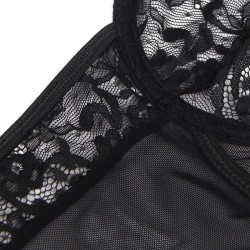 teddy avec jarretière avec détail dentelle et bandes noir l-xl