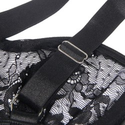 teddy avec jarretière avec détail dentelle et bandes noir l-xl