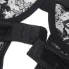 teddy avec jarretière avec détail dentelle et bandes noir l-xl