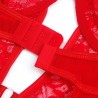 teddy avec jarretière avec détail dentelle et bandes rouge s-m