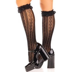 chaussettes hautes à volants noir