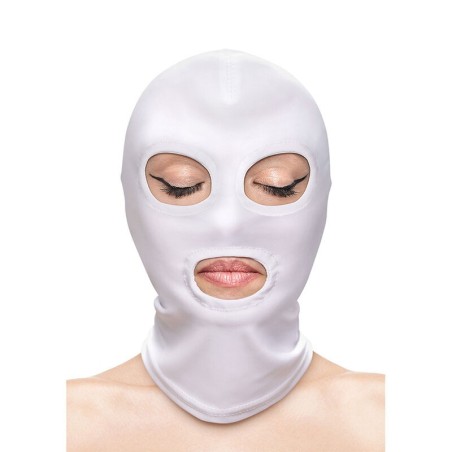fetish & fashion cagoule yeux et bouche nylon blanc