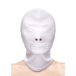 fetish & fashion capuche bouche fermée à fermeture éclair nylon blanc