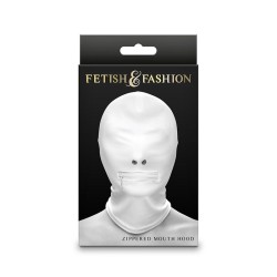 fetish & fashion capuche bouche fermée à fermeture éclair nylon blanc