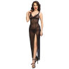 cr 4723 nuisette longue et string noir xl