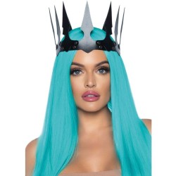 couronne maléfique en cuir synthétique avec clous noir