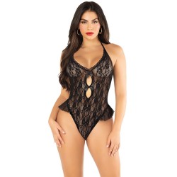 body avec noeud et volants noir taille unique