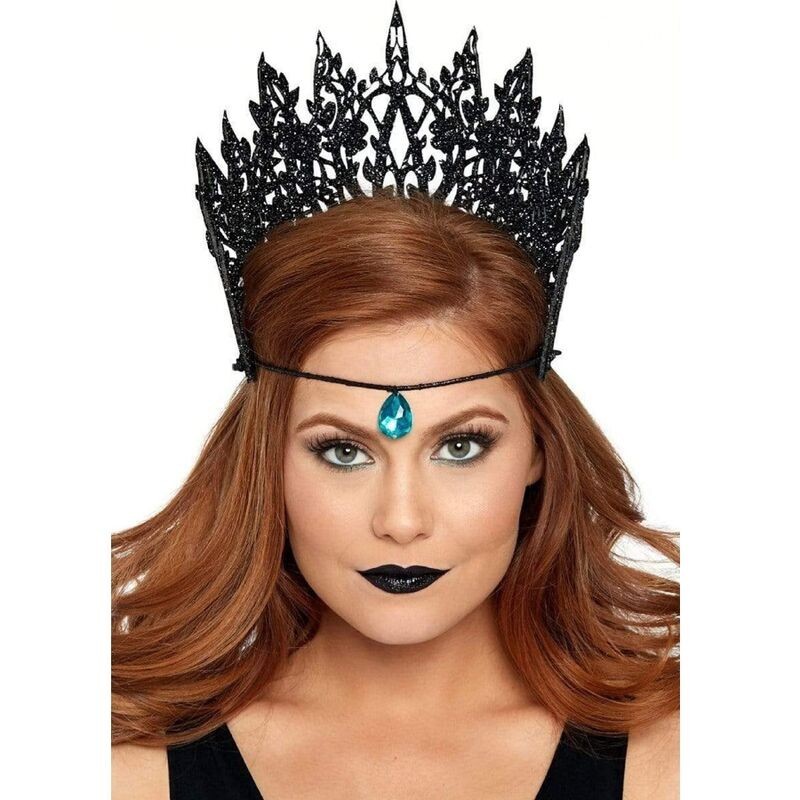 couronne avec paillettes et bijoux noir