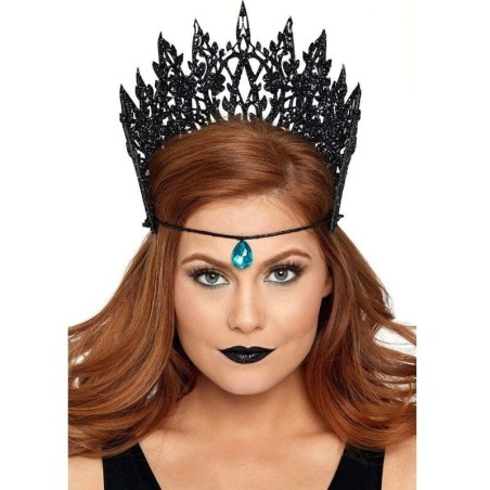couronne avec paillettes et bijoux noir