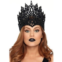 couronne avec paillettes et bijoux noir