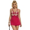 954130 babydoll à motif floral rouge l-xl