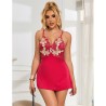 954130 babydoll à motif floral rouge l-xl