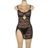 954185 babydoll en dentelle à bretelles réglables noire s-m