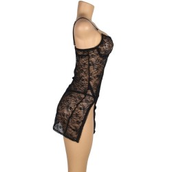 954185 babydoll en dentelle à bretelles réglables noire s-m