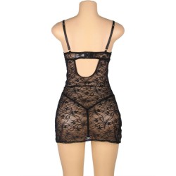 954185 babydoll en dentelle à bretelles réglables noire s-m