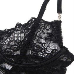 954185 babydoll en dentelle à bretelles réglables noire s-m