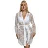 954369 chemise de nuit à manches longues à motif floral blanc s-m
