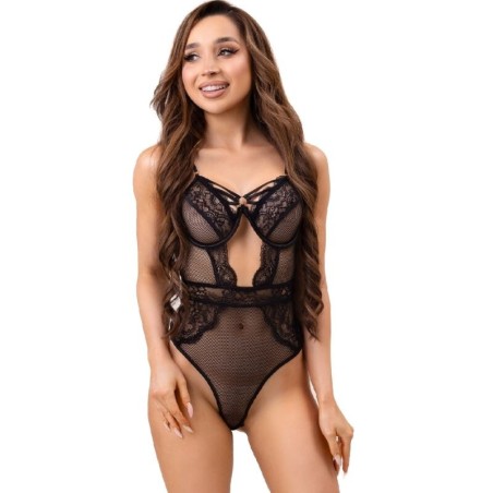 body paula lc 20209 avec décorations en dentelle noir s-m