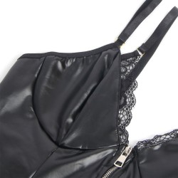 955458 body fermeture éclair en cuir noir s-m