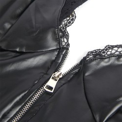 955458 body fermeture éclair en cuir noir s-m