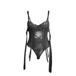 955502 body en dentelle avec nuds et jarretelles noir l-xl