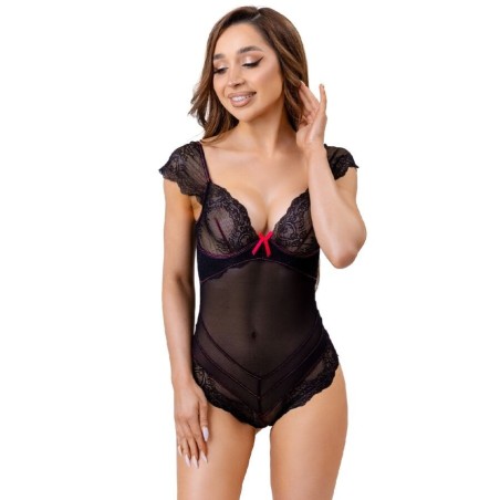 body evelyn lc 20243 avec bordure en dentelle et transparences noir s-m