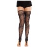 bas sans pieds en dentelle florale noir