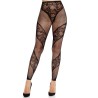 collants sans pieds en dentelle et transparents noirs