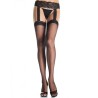 outlet - bas noir avec jarratière en dentelle