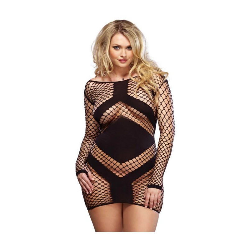 minirobe longue manches noire grande taille 1x-2x