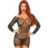 mini-robe en dentelle  manches longues taille unique