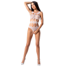 femme bs083 teddy net body blanc taille unique