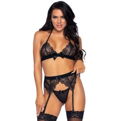 ensemble trois pièces top, porte-jarretelles et g-string l
