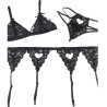 set ensemble trois pièces soutien-gorge + porte-jarretelle + string l-xl