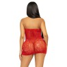 rhinestone halter mini robe taille unique - rouge