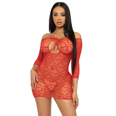 mini robe en filet coeur taille unique - rouge