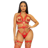 kink - harnais clouté o-ring teddy taille m - rouge