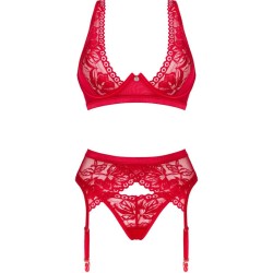 ensemble lacelove trois pièces rouge xs-s