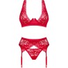 ensemble lacelove trois pièces rouge xs-s