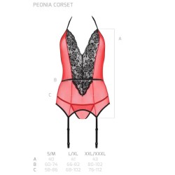 peonia corset ligne érotique rouge l-xl