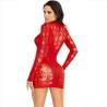 mini robe avec dentelle manches longues rouge