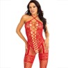 bodystocking cou licol coeurs rouges rouge